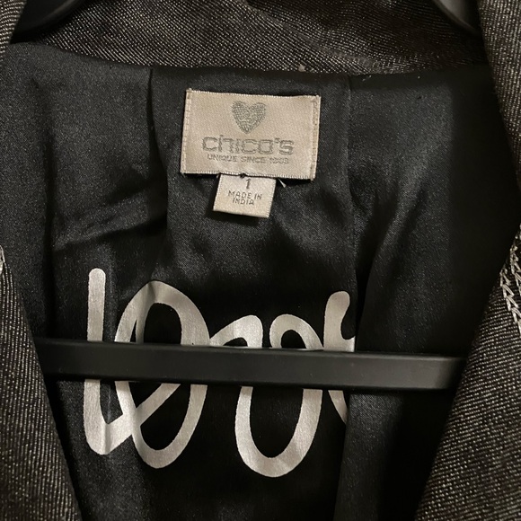 Chico's Dark Gray Embroidered Denim Style Jacket Size 1 - Picture 3 of 8